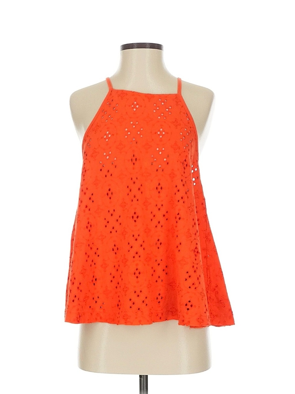 Free People Bright Orange Eyelet Halter Swim Cover-Up